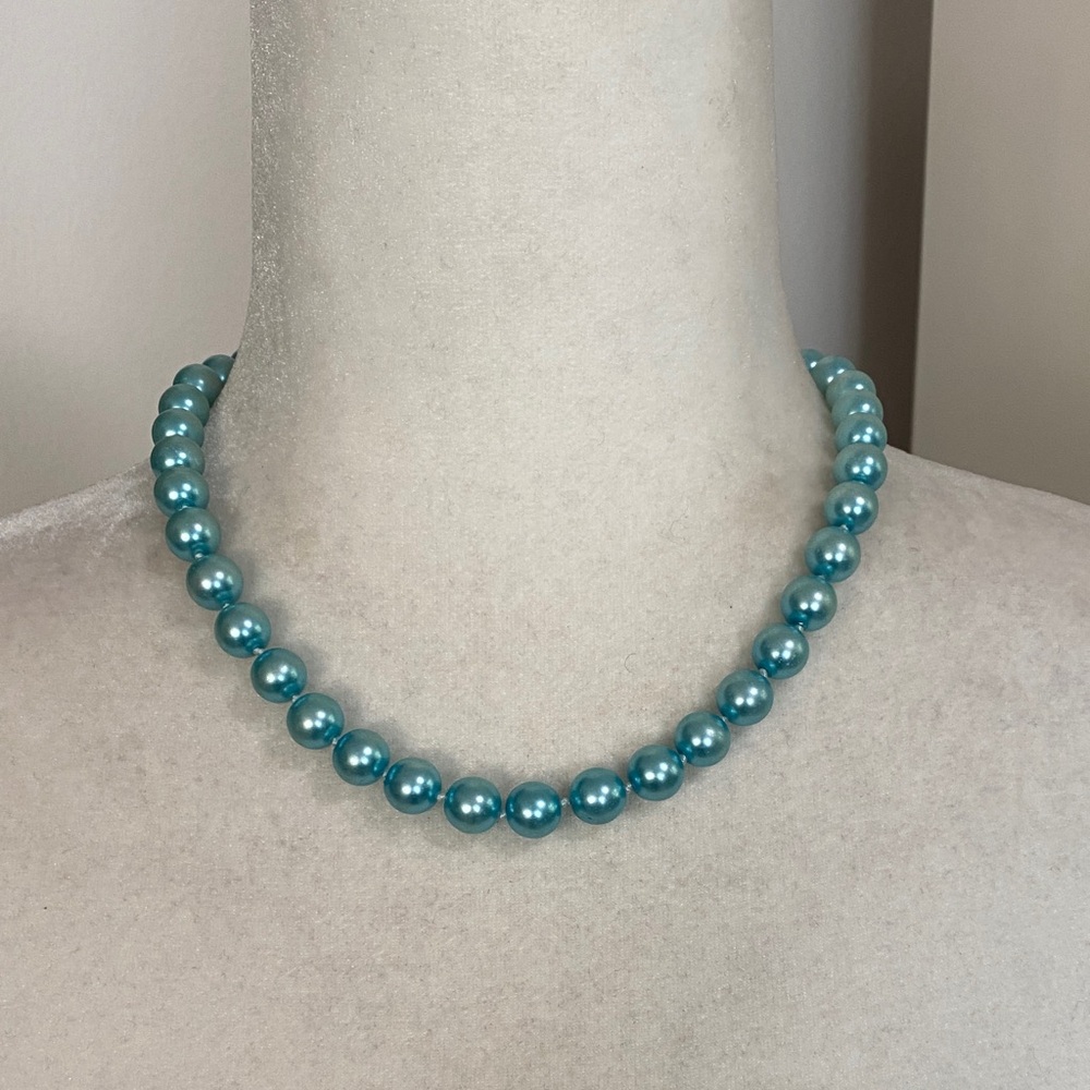 Tiffany Blue Teal Freshwater Cultured Pearl Necklace & Bracelet Set - Picture 5 of 16
